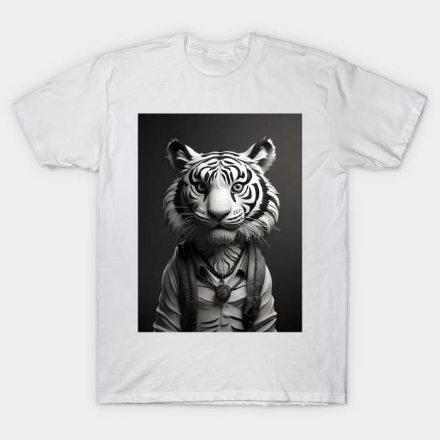 Funny black and white tiger T-Shirt by Spaceboyishere